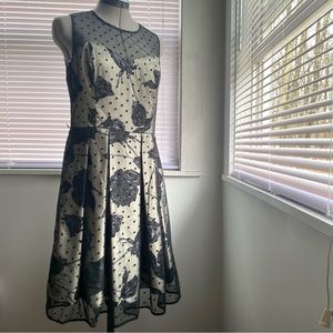 ELIZA J Stunning Rare Floral Sleeveless Preppy Dress Sheer Upper Lined Size 12